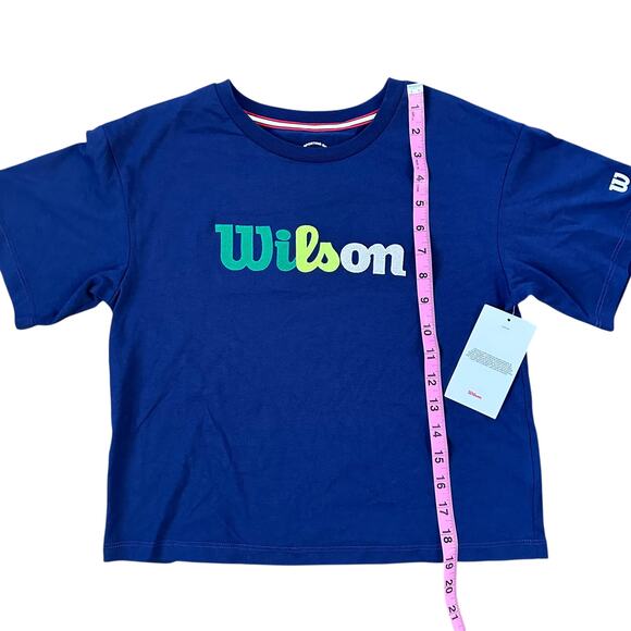 Wilson Logo Embroidered Short-Sleeve Tee | Classic Navy | Size L (Girls) | NWT - Picture 6 of 6